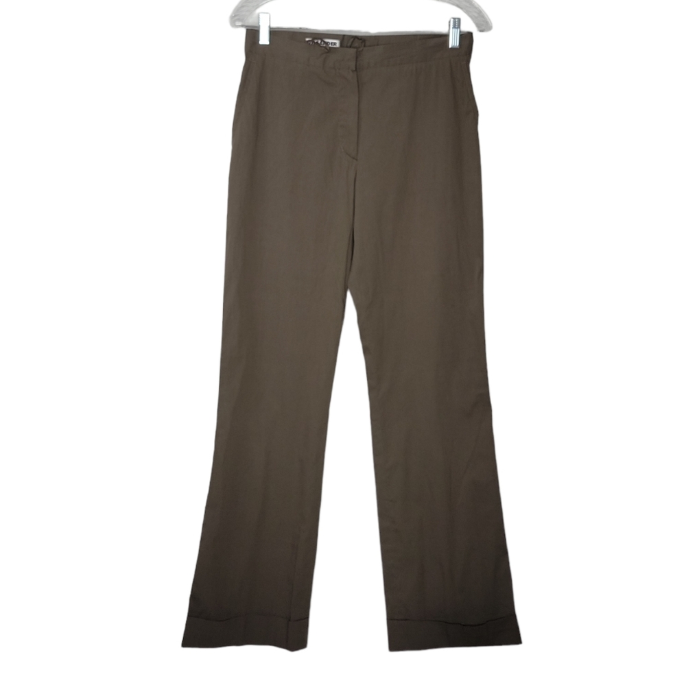 Jil Sander Olive Green High Rise Cuffed Wide Leg Pants